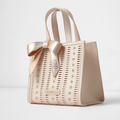 Girls light brown structured 3D star tote bag